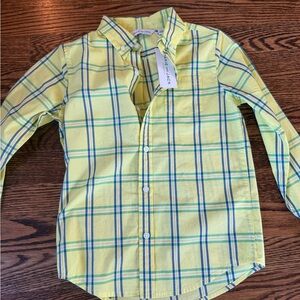 Janie and Jack Yellow and Blue Plaid Button Down Shirt